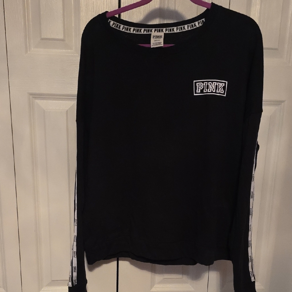 Victoria's Secret PINK Black Sweatshirt with Pink Logo